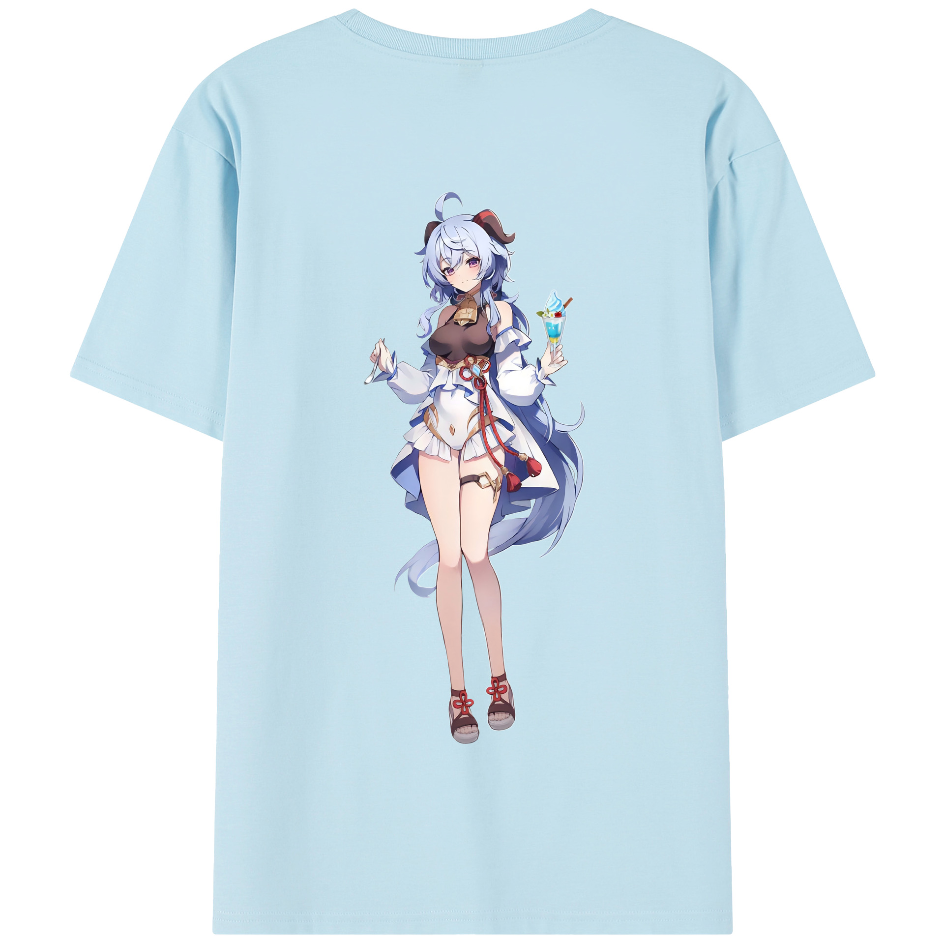 げんし神 甘雨 かんう genshin Ganyu 綿100％半袖Tシャツ（背面プリント）